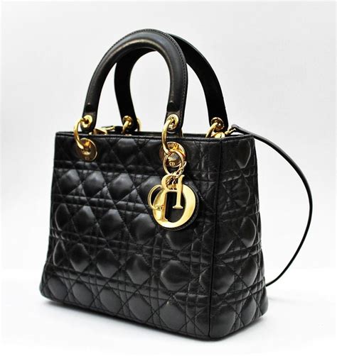 lady dior lambskin black|dior leather handbags.